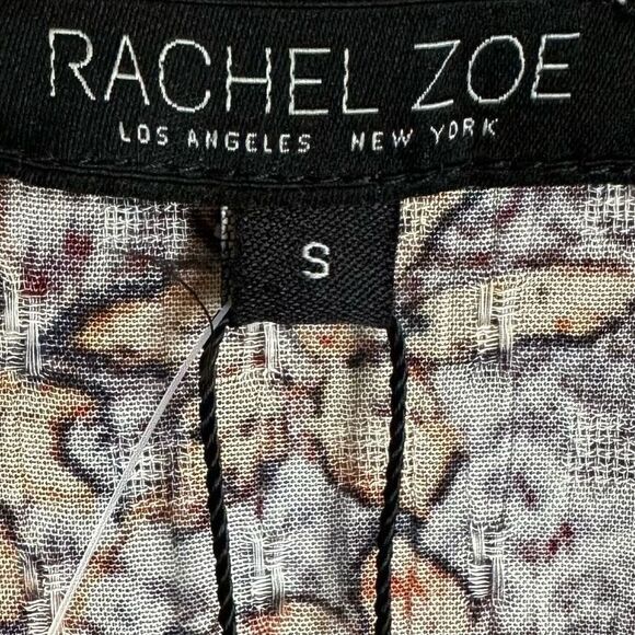 Rachel Zoe Bohemian Leopard Floral Print Deep V-neck Wrap Blouse - Picture 8 of 9